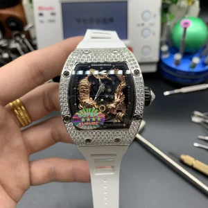 Richard Mille RM51-01 Dragon Tiger Tourbillon 42mm Black Dial Swiss Automatic Kautschukarmband 1:1 Clone Watch
