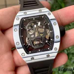 Richard Mille RM52-01 49mm Schwarz Uhrwerk Schweizer Automatikwerk Kautschukarmband 1:1 Clone Watch