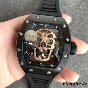 Richard Mille RM52-01 49mm Schwarz Automatik Kautschukarmband 1:1 Clone Watch