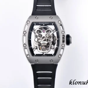 Richard Mille RM52-01 Skull 42mm Schwarz Schweizer Automatikwerk Kautschukarmband 1:1 Clone Watch