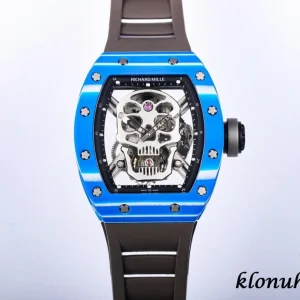 Richard Mille RM52-01 49mm Blaue Zifferblatt Automatik Kautschukarmband 1:1 Clone Watch