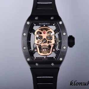 Richard Mille RM52-01 Skull 42mm Black Dial Swiss Automatic Kautschukarmband 1:1 Clone Watch