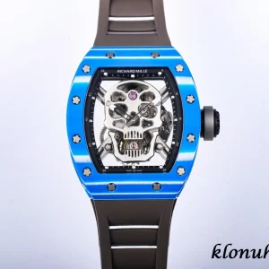 Richard Mille RM52-01 49mm Blaue Zifferblatt Automatik Kautschukarmband 1:1 Clone Watch