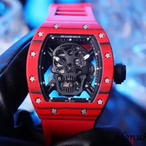 Richard Mille RM52-01 Skull 49mm Black Dial Swiss Automatic Kautschukarmband 1:1 Clone Watch