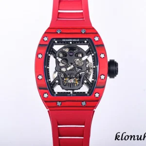 Richard Mille RM52-01 42mm Red Zifferblatt Schweizer Automatikwerk Kautschukarmband 1:1 Clone Watch
