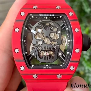 Richard Mille RM 52-01 Red Skeleton Swiss Automatic Rubber 1:1 Clone Watch