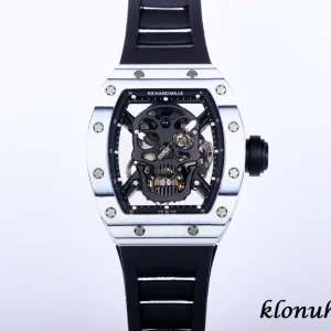Richard Mille RM52-01 Skull 42mm Schwarz Automatik Kautschukarmband 1:1 Clone Watch