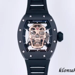 Richard Mille RM 52-01 Skull 42mm Schwarz Automatik Kautschukarmband 1:1 Clone Watch