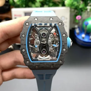 Richard Mille RM53-01 43x49x16mm Blaue Zifferblatt Automatik Kautschukarmband 1:1 Clone Watch