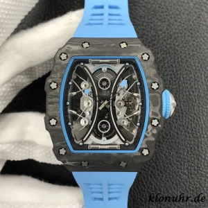 Richard Mille RM53-01 43x49x16mm Blaue Akzente Schweizer Automatikwerk Kautschukarmband 1:1 Clone Watch