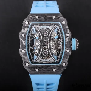 Richard Mille RM53-01 Sky Blue Skeleton Swiss Automatic Kautschukarmband 1:1 Clone Watch