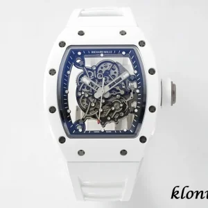 Richard Mille RM55 42mm Blaue Zifferblatt Automatik Kautschukarmband 1:1 Clone Watch