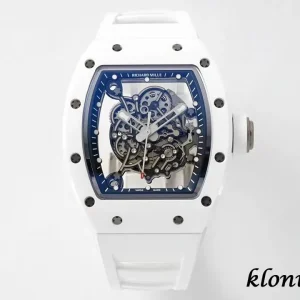 Richard Mille RM55 42mm Blaue Zifferblatt Automatik Kautschukarmband 1:1 Clone Watch