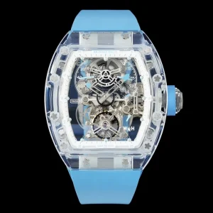 Richard Mille RM56-01 45mm Blaue Zifferblatt Automatik Kautschukarmband 1:1 Clone Watch