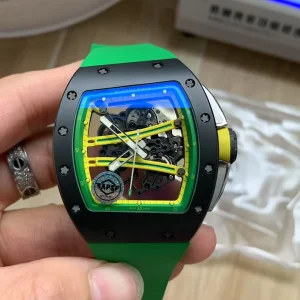 Richard Mille RM 61-01 45mm Gelb/Grün Schweizer Automatikwerk Kautschukarmband 1:1 Clone Watch
