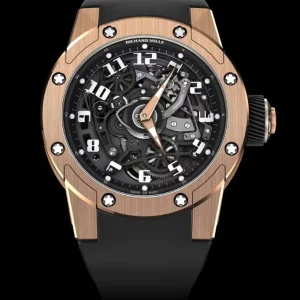 Richard Mille RM 63-01 Rose Gold Black Dial Automatic Rubber 1:1 Clone Watch