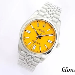 Rolex Oyster Perpetual 41 Yellow Dial Automatic Metal Bracelet 1:1 Clone Watch