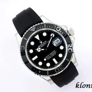 Rolex Yacht-Master 42 Black Dial Swiss Automatic Rubber Strap 1:1 Clone Watch